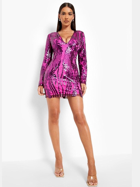 Boohoo Dresses & Skirts - Boohoo Hot Pink Sequin Mini Dress